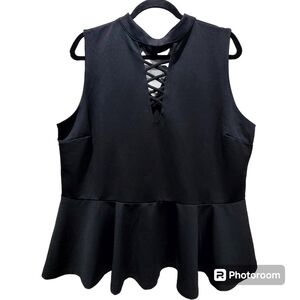 FTF Size 3 / XL or 16 Sleeveless Razor Front Peephole Back Peplum Contemporary